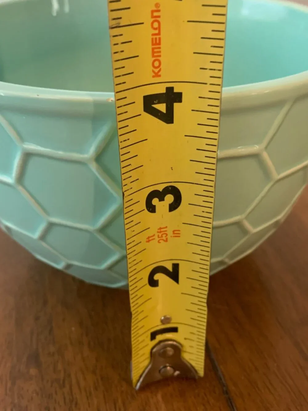 Aqua Teal Ceramic Honeycomb Bowl Geometric Textured Fruit Bowl 6 Inch